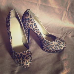 Guess suede animal print platform heel. Size 6.